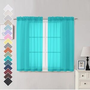 Turquoise Sheer Curtains 1- pair of 45 Inches Long and 2 pair of 63 inch pair.